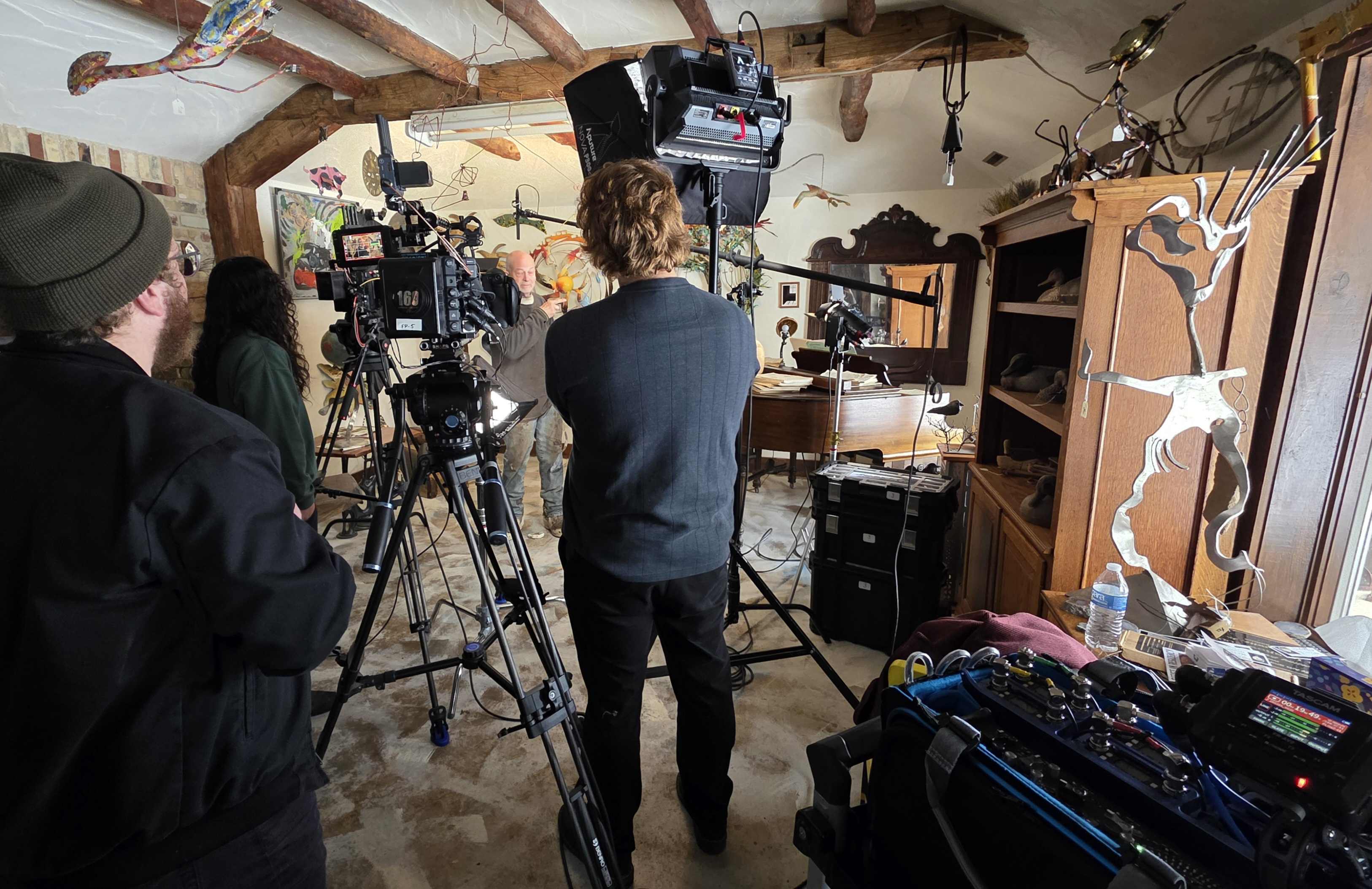 Team working on a video project